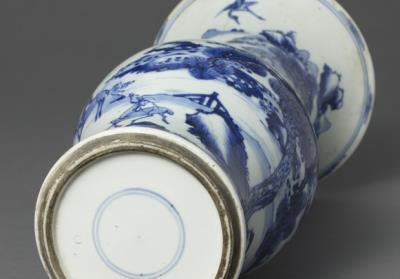 图片[2]-Fengwei everted-rim vase with pine, crane, landscape, and deer decoration in underglaze blue, Qing dynasty, Kangxi reign (1662-1722)-China Archive